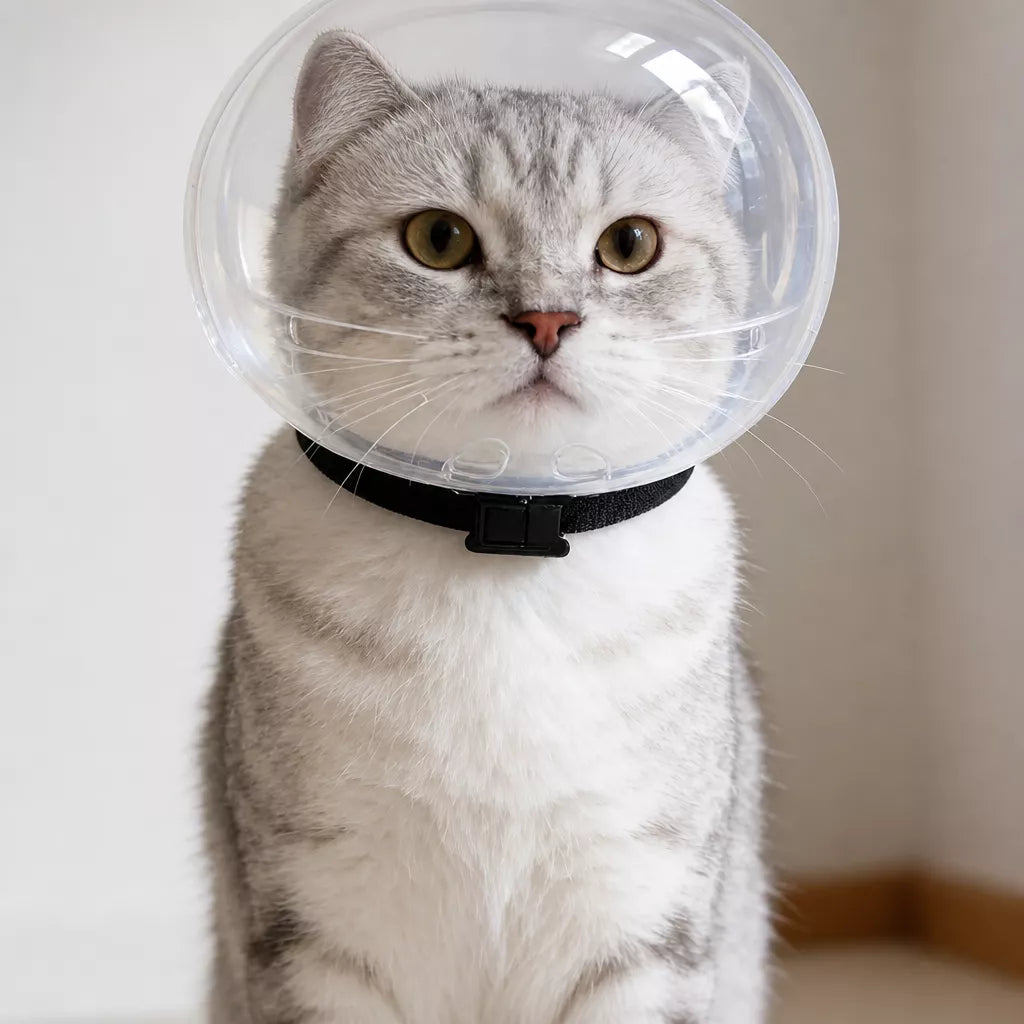 Clear Plastic Recovery Cone for Cats
