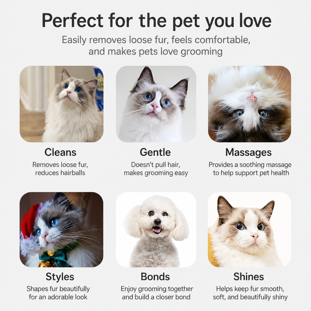 Pet Deshedding Massage Comb with Comb Cleaner for Dogs & Cats
