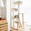 Rubberwood Cat Tree with Hideaway Bed for Multiple Cats