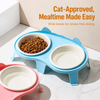 Ceramic Double Cat Bowls with Stand