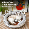 Linen-Look Cat Bed with Integrated Scratching Pad