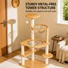 Wooden Cat Tree with Hideaway and Scratching Post