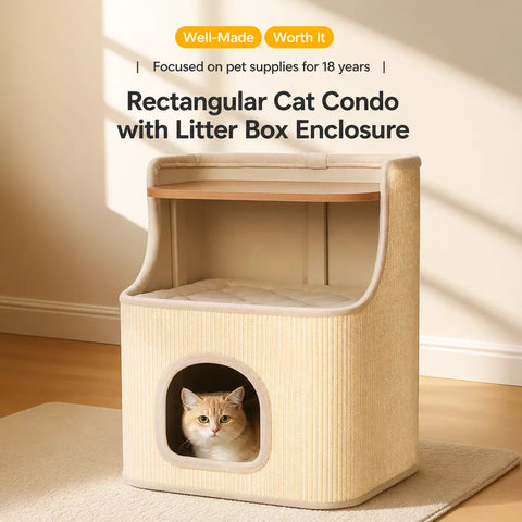 Square Sisal Cat Scratching Barrel with Integrated Bed