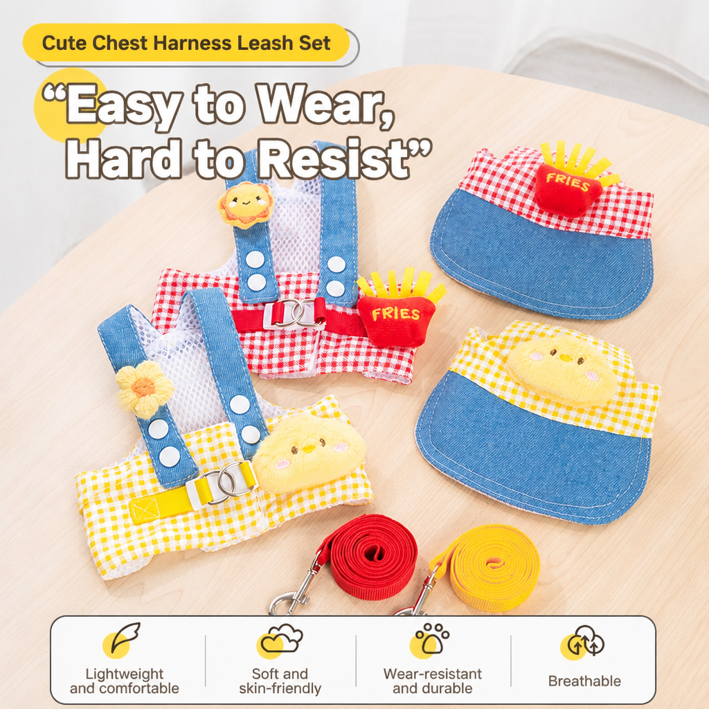 Summer Pet Harness, Leash and Hat Sets - p-00623
