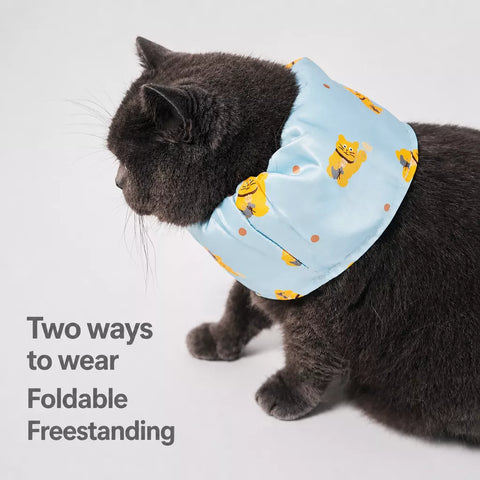 Adjustable Nylon Pet Cone with Lucky Cat Print