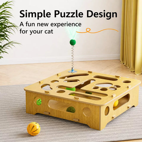 Interactive Cat Maze Toy with Scratch Pad