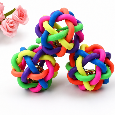 Rainbow Bell Rope Ball Toy for Cats and Dogs
