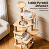 Solid Wood Cat Tree with Perches, Resting Areas & Scratching Feature
