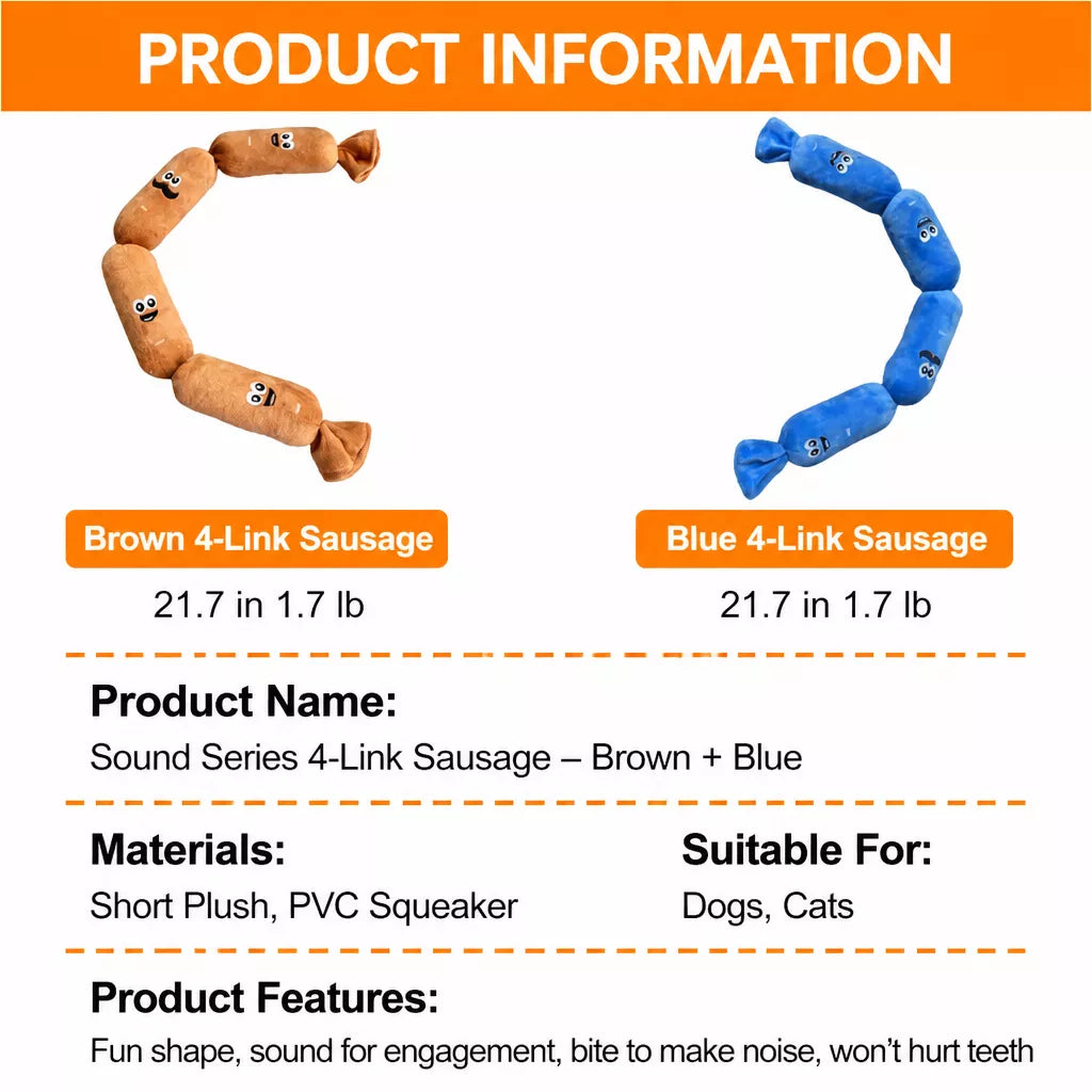Four-Section Sausage Squeaky Dog Toy