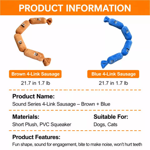 Four-Section Sausage Squeaky Dog Toy