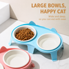 Ceramic Double Cat Bowls with Stand