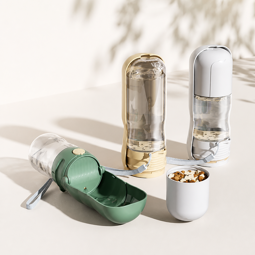Foldable Pet Water Bottle & Feeder for Dogs and Cats