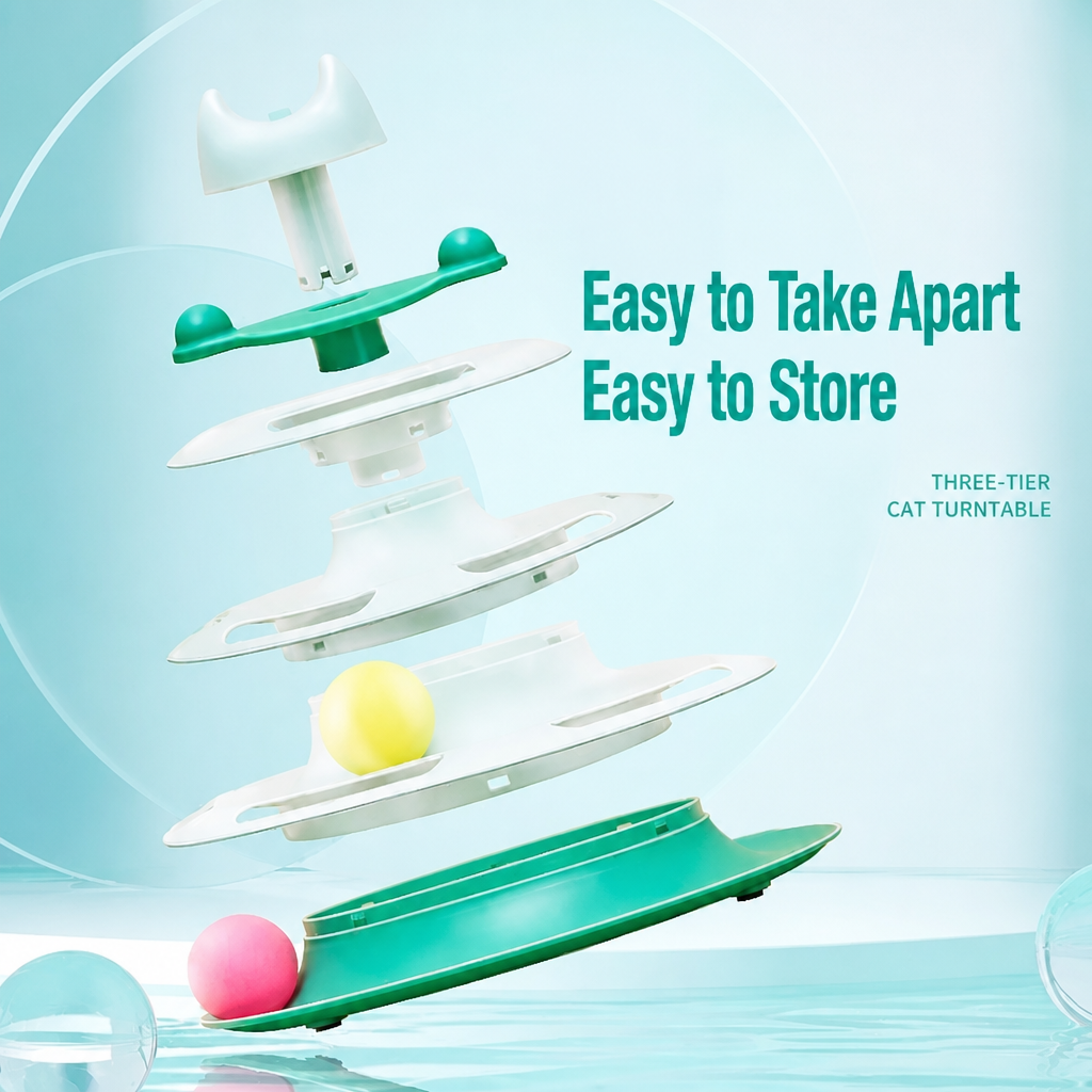 Interactive Cat Spinner Toy with Feather Wand & Balls