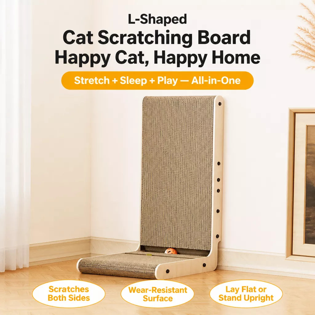 L-Shaped Corrugated Cardboard Cat Scratcher