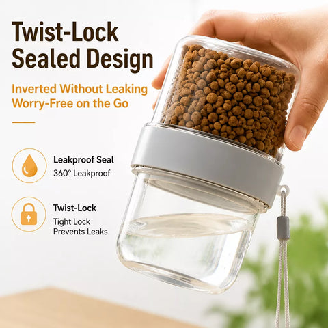 2-in-1 Portable Dog Water Bottle & Treat Container