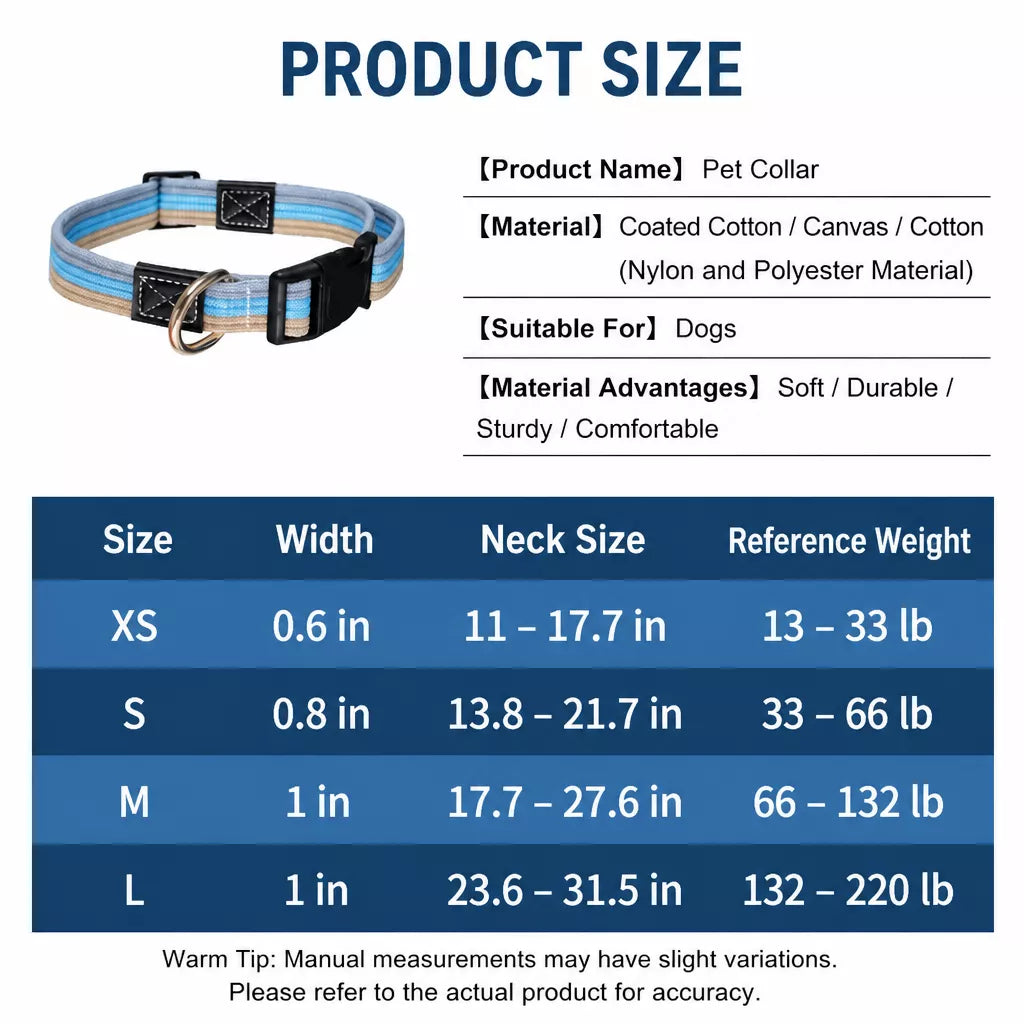 Adjustable Canvas Dog Collar