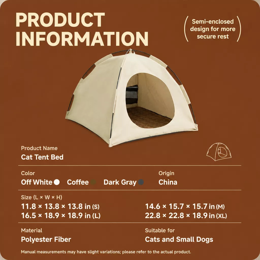 Portable Enclosed Tent Bed for Cats and Small Dogs