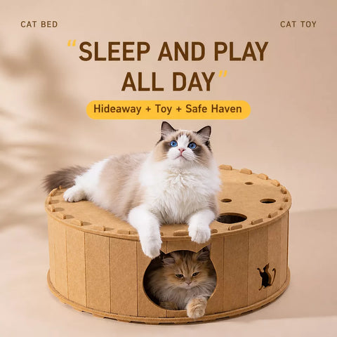 Donut-Shaped Felt Cat Scratcher Tunnel Bed