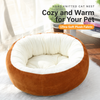 Round Faux Plush Pet Bed for Cats and Small Dogs