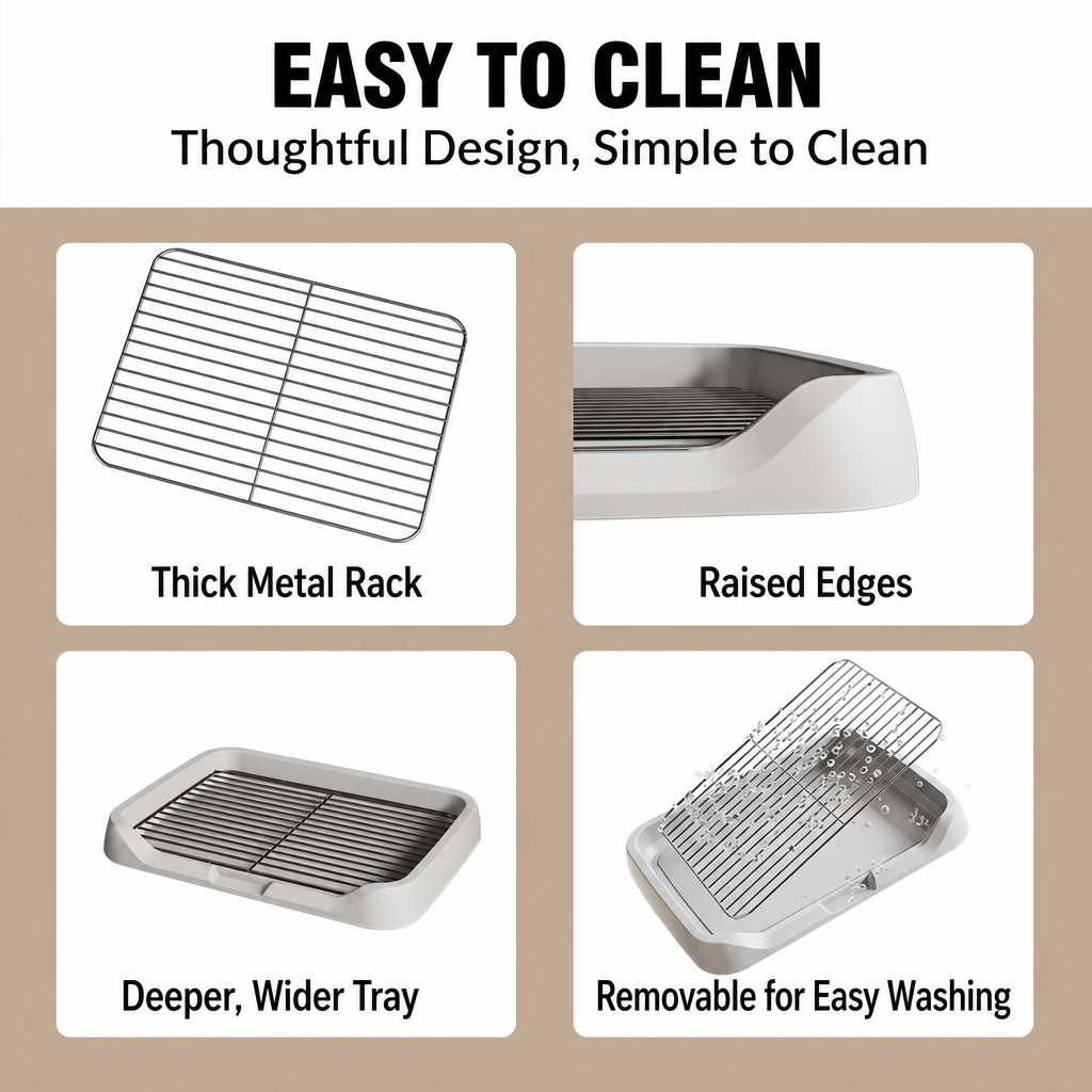 Elevated Dog Potty Tray with Steel Frame