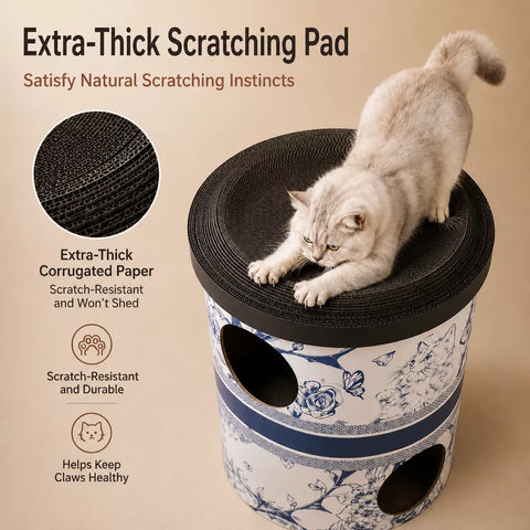 Three-Level Milk Tea Cup-Inspired Cat Scratcher House