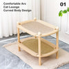 Two-Tier Wooden Cat Bed with Scratching and Woven Mats