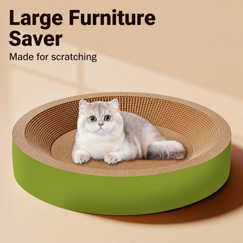 Corrugated Cardboard Cat Scratcher with Built-In Lounge