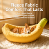Banana-Shaped Plush Pet Bed for Cats and Small Dogs