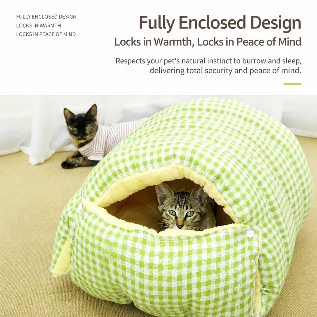 Enclosed Pet Bed for Cats and Small Dogs with Open Entry