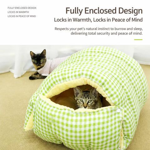 Enclosed Pet Bed for Cats and Small Dogs with Open Entry