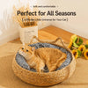 Handwoven Rattan Cat Bed for Cats & Small Dogs