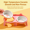 Ceramic Double Cat Bowls with Stand