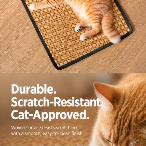 Woven Rattan Pet Mat for Cats & Dogs