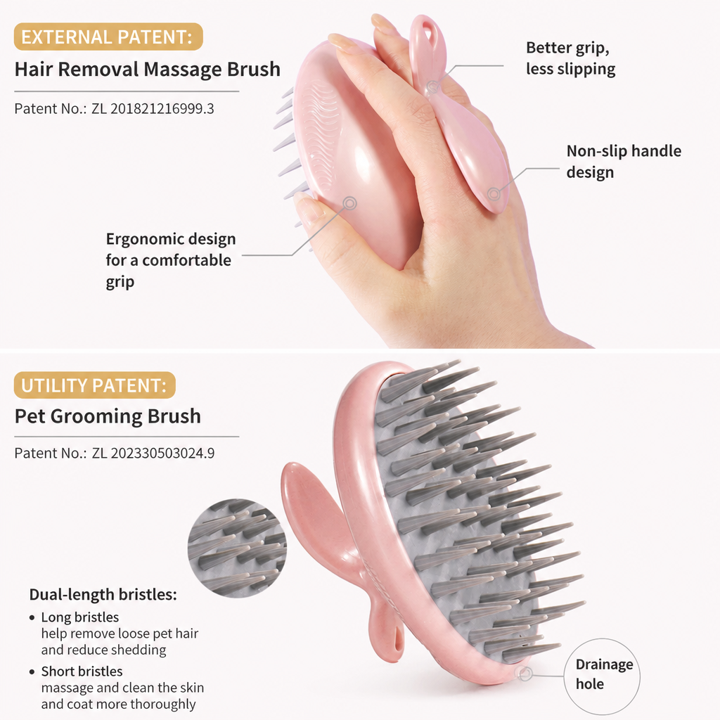 Pet Bath & Grooming Brush for Dogs and Cats