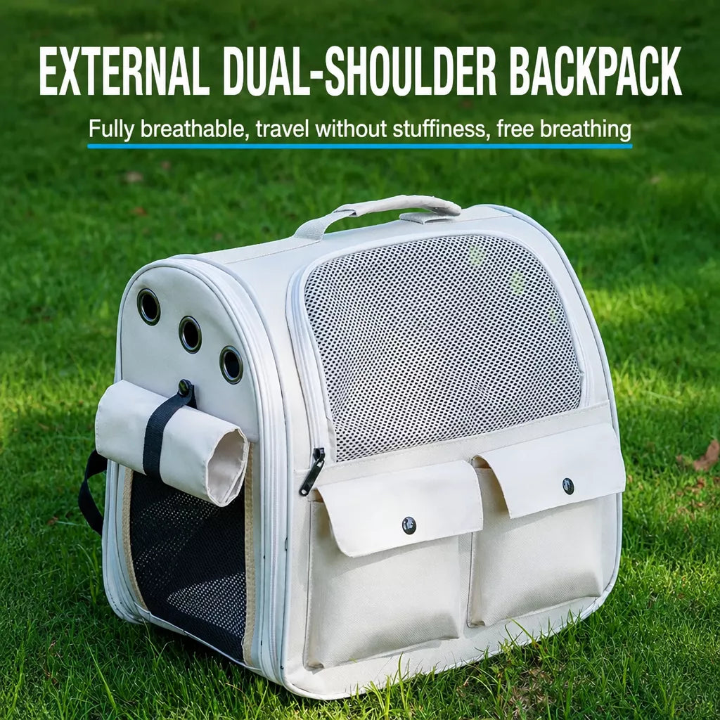 Breathable Cat Carrier Backpack with Roll-Up Shade