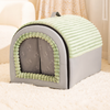 Enclosed Plush Pet Bed with Door Curtain for Cats and Dogs