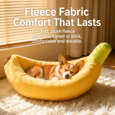 Banana-Shaped Pet Bed for Cats and Small Dogs