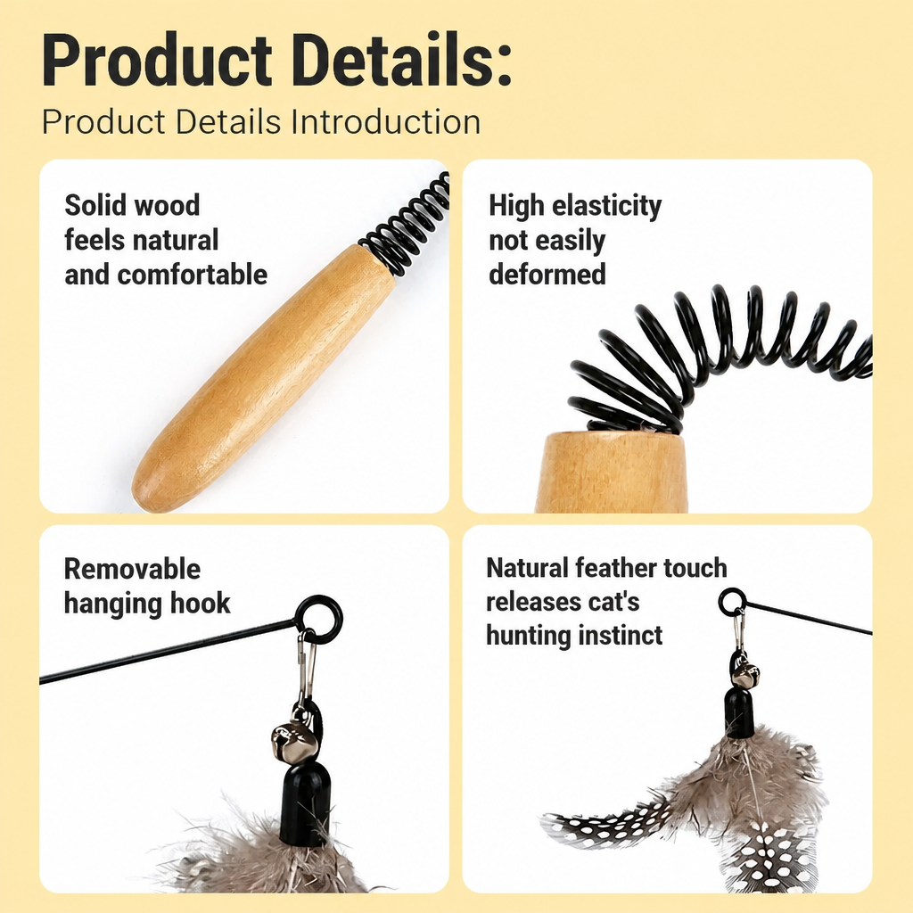 Interactive Feather Wand Cat Toy
