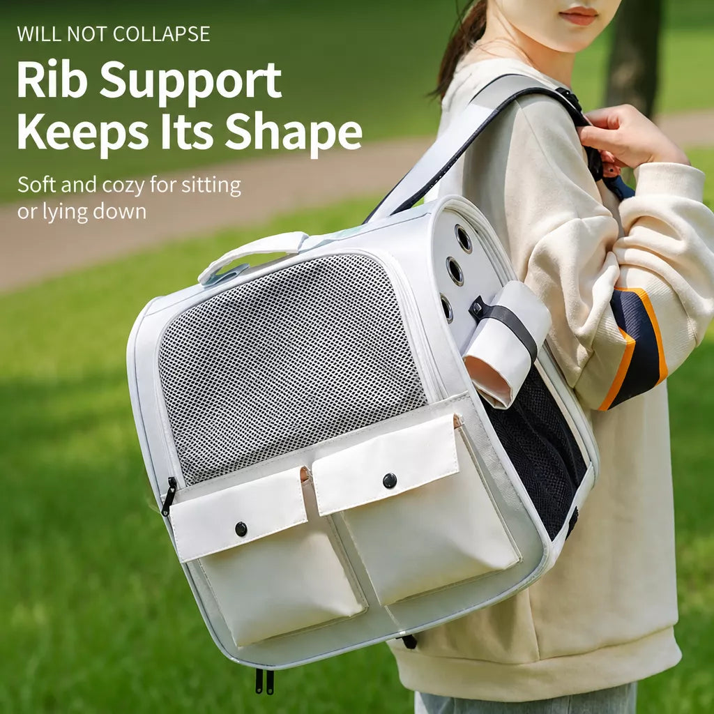 Breathable Cat Carrier Backpack with Roll-Up Shade