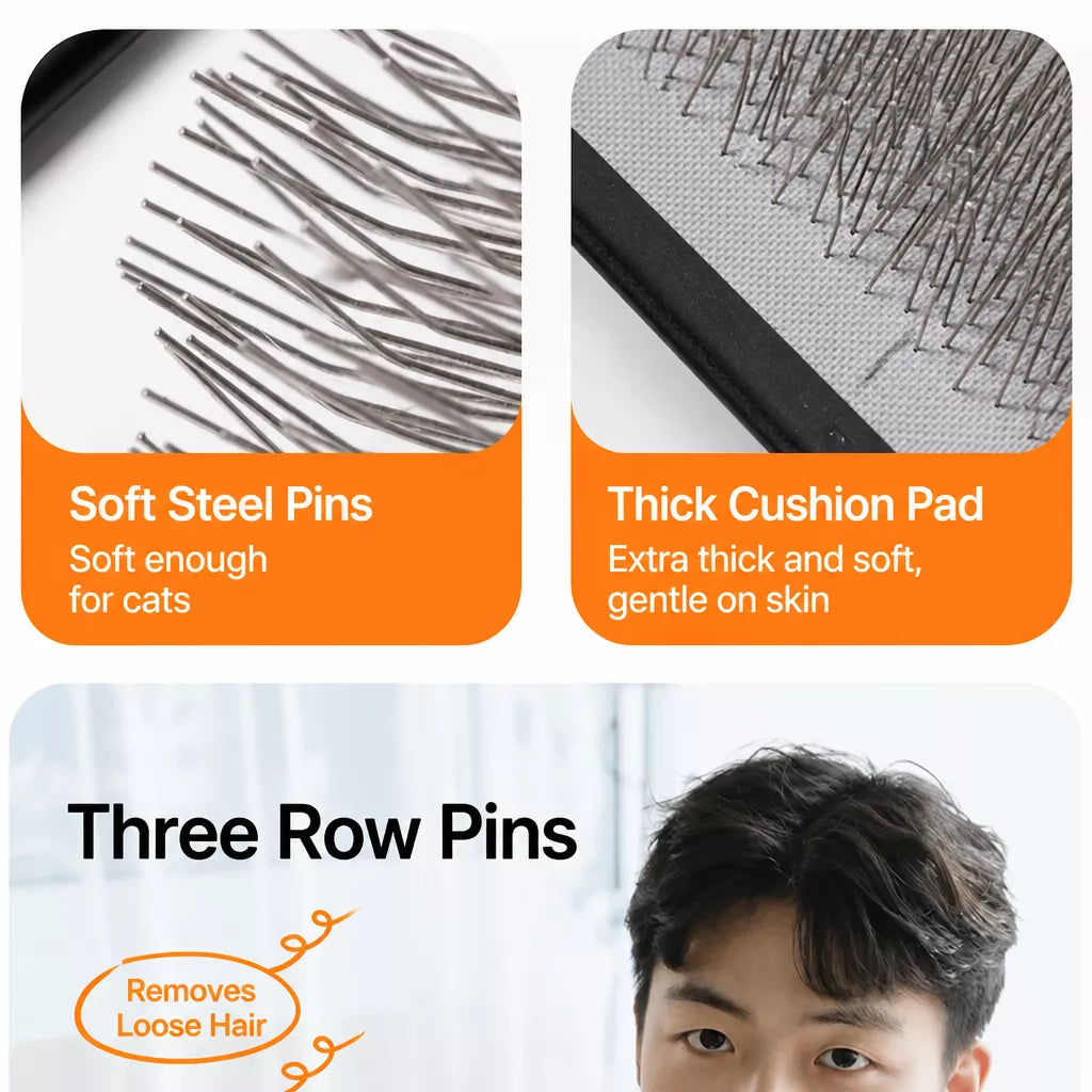 Stainless Steel Pin Brush for Dogs and Cats
