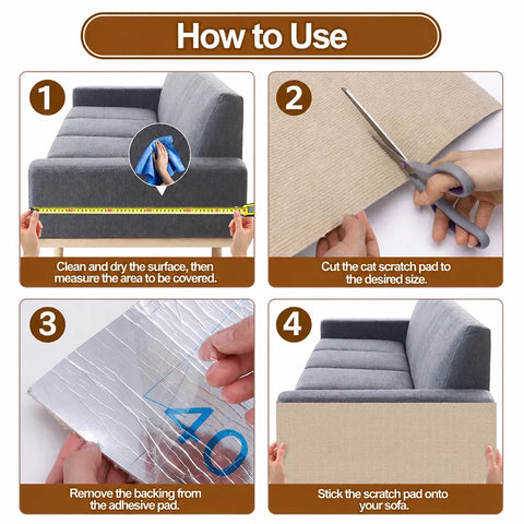 Cat Scratching Mat for Wall or Floor Placement with Hook-and-Loop Fastening