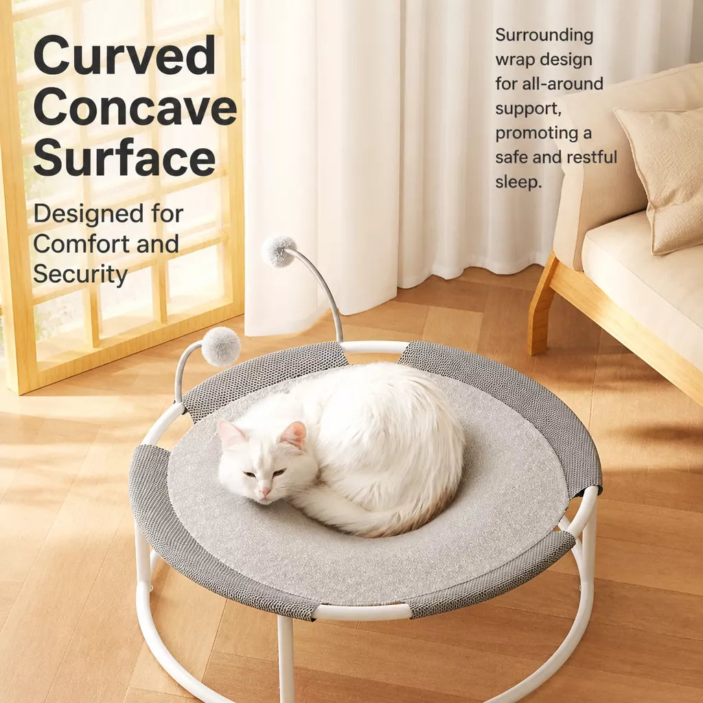 All-Season Cat Bed with Integrated Climbing Hammock