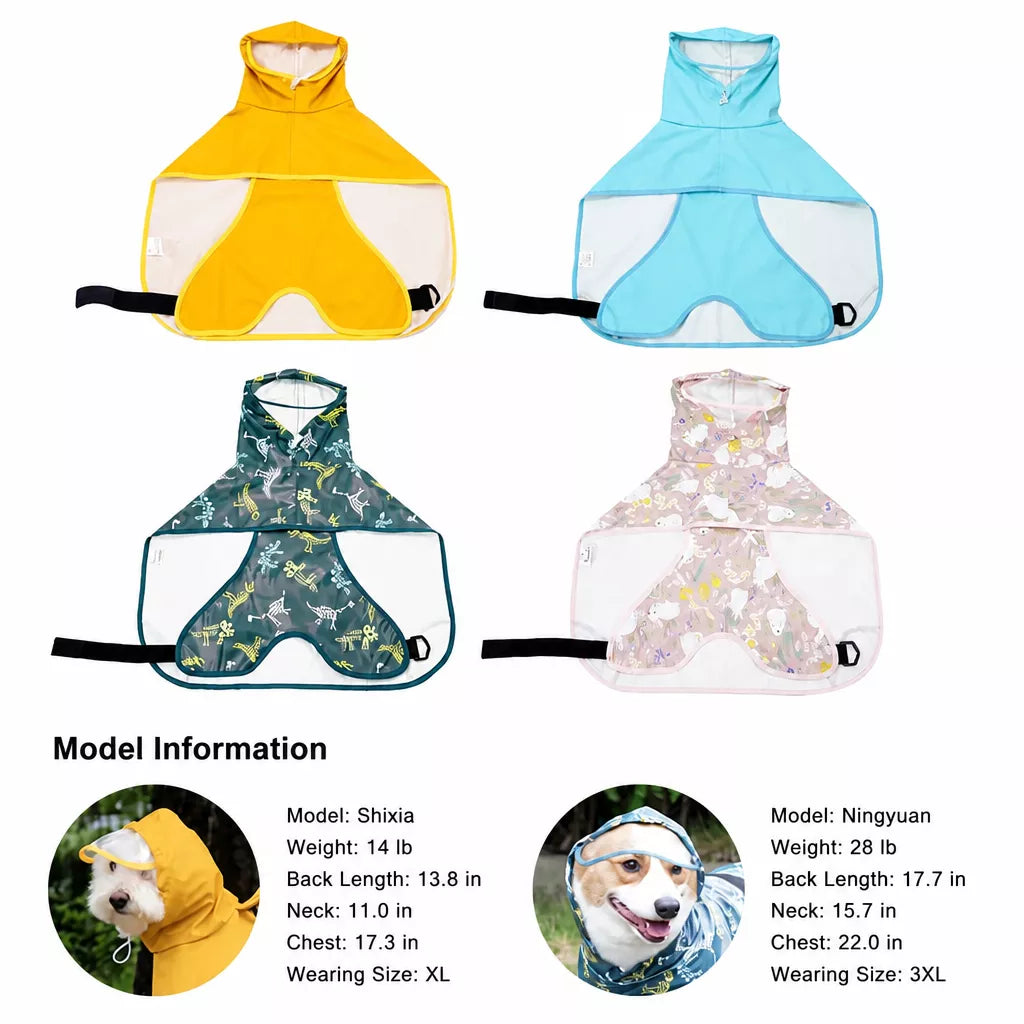Waterproof Full-Coverage Dog Rain Poncho for Rainy Walks