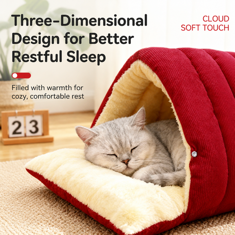 Semi-Enclosed EPE Foam Pet Bed for Cats & Dogs
