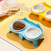 Ceramic Double Cat Bowls with Stand