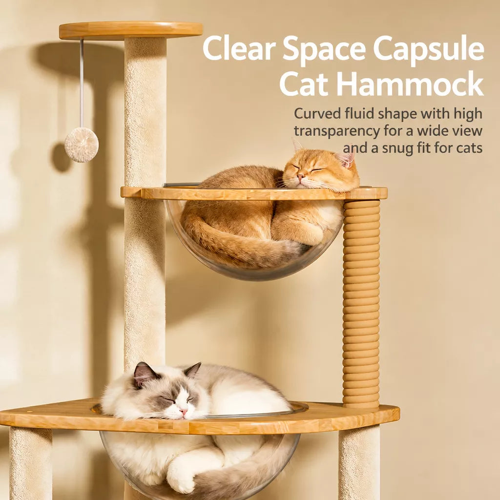 Multi-Level Cat Tree with Enclosed Cat House for Small Spaces