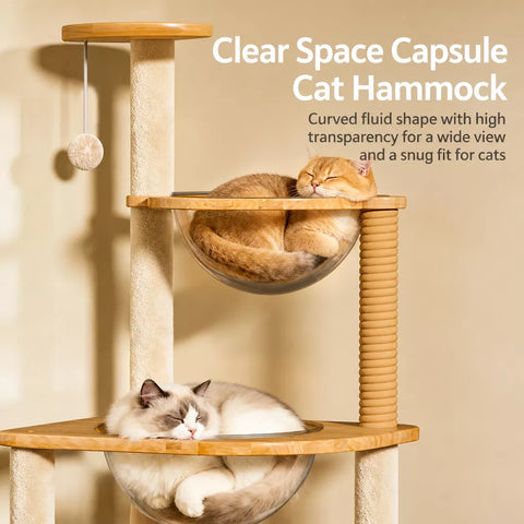 Multi-Level Cat Tree with Enclosed Cat House for Small Spaces