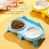Ceramic Double Cat Bowls with Stand