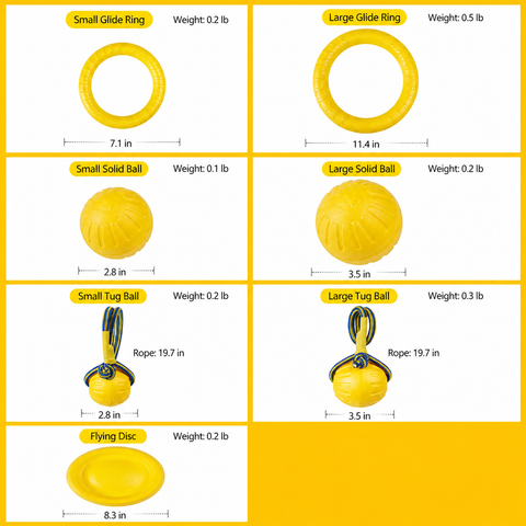 Interactive Dog Toy Collection with Frisbee, Tug Rings & Ball