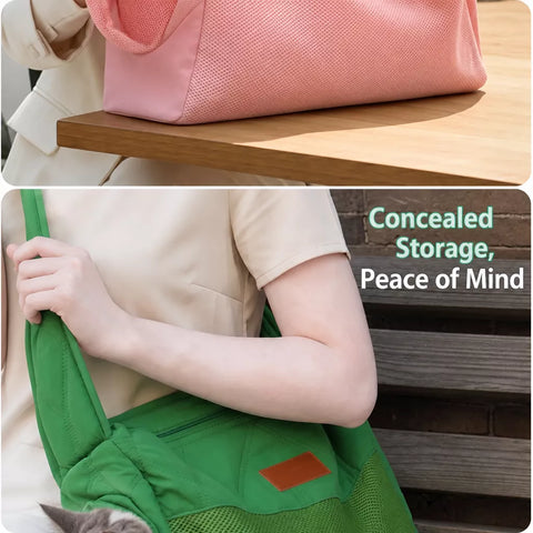 Portable Mesh Pet Carrier with Shoulder and Crossbody Straps